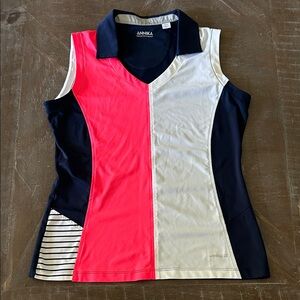 Women's Colorblock Tank Top - Coral, White, and Navy